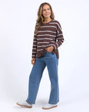 Foxwood Jayne Stripe Throw on Top - Chocolate & White