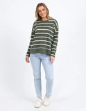 Foxwood Jayne stripe Throw on Top - Khaki & White
