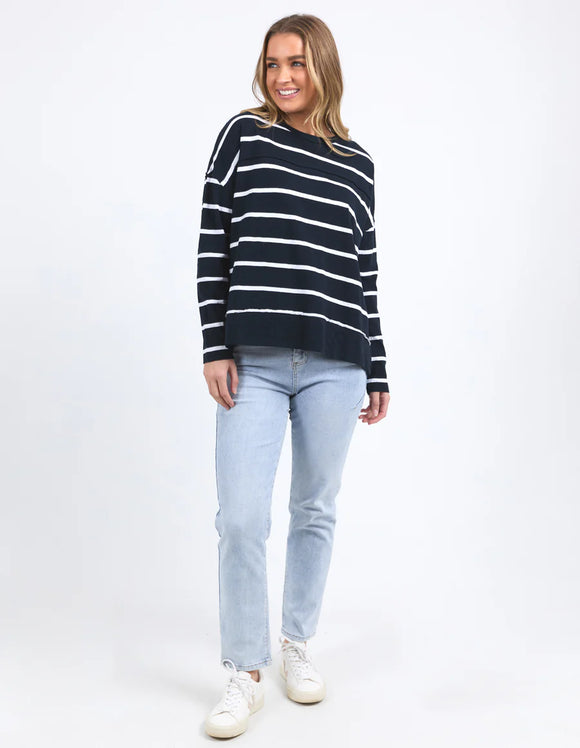 Foxwood Jayne Stripe Throw on Top - Navy & White