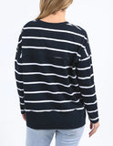 Foxwood Jayne Stripe Throw on Top - Navy & White