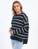 Foxwood Jayne Stripe Throw on Top - Navy & White