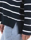 Foxwood Jayne Stripe Throw on Top - Navy & White