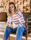 Foxwood Farrah Long Sleeve - White / Beetroot Red Stripe