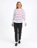 Foxwood Farrah Long Sleeve - White / Beetroot Red Stripe
