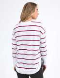 Foxwood Farrah Long Sleeve - White / Beetroot Red Stripe