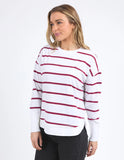 Foxwood Farrah Long Sleeve - White / Beetroot Red Stripe