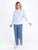 Foxwood Farrah Long  Sleeve - White/ Cornet Blue Stripe