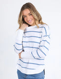 Foxwood Farrah Long  Sleeve - White/ Cornet Blue Stripe