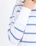 Foxwood Farrah Long  Sleeve - White/ Cornet Blue Stripe
