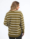 Foxwood Farrah Long Sleeve - Olive/ White Stripe