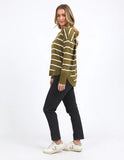Foxwood Farrah Long Sleeve - Olive/ White Stripe