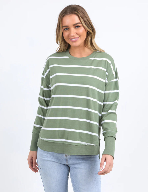 Foxwood Farrah Long Sleeve - Sage/ White Stripe
