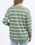 Foxwood Farrah Long Sleeve - Sage/ White Stripe