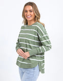 Foxwood Farrah Long Sleeve - Sage/ White Stripe