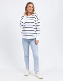 Foxwood Farrah Long Sleeve - White/ Navy Stripe