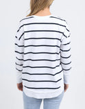 Foxwood Farrah Long Sleeve - White/ Navy Stripe