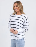 Foxwood Farrah Long Sleeve - White/ Navy Stripe