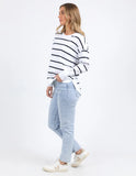 Foxwood Farrah Long Sleeve - White/ Navy Stripe