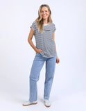 Foxwood Signature Stripe Tee - Dark Sapphire & White