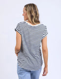 Foxwood Signature Stripe Tee - Dark Sapphire & White