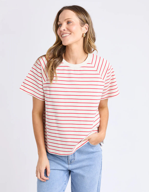 Foxwood Windsor Stripe Tee - Vintage White/Red