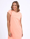 Foxwood Signature Embroidery Tee Dress - Neon Peach