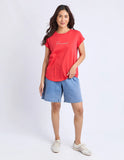 Foxwood Signature Contrast Tee - Red/ Peach