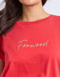 Foxwood Signature Contrast Tee - Red/ Peach