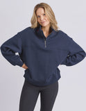 Foxwood College Contrast Zip Crew - Navy With Red
