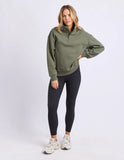 Foxwood College Contrast Zip Crew - Khaki