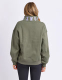 Foxwood College Contrast Zip Crew - Khaki