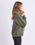 Foxwood College Contrast Zip Crew - Khaki