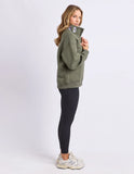 Foxwood College Contrast Zip Crew - Khaki