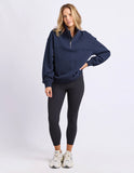 Foxwood College Contrast Zip Crew - Navy With Red