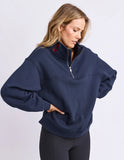 Foxwood College Contrast Zip Crew - Navy With Red