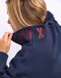 Foxwood College Contrast Zip Crew - Navy With Red