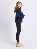 Foxwood College Contrast Zip Crew - Navy With Red