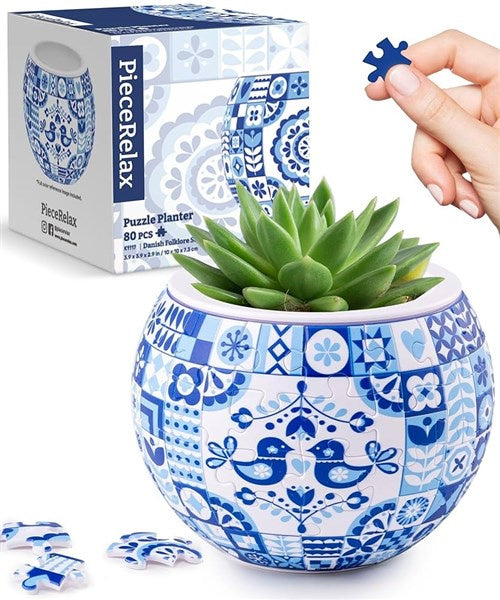 Puzzle Flower Pot - Danish Folklore Style