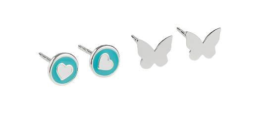 Earring -Heart Stud Set Blue