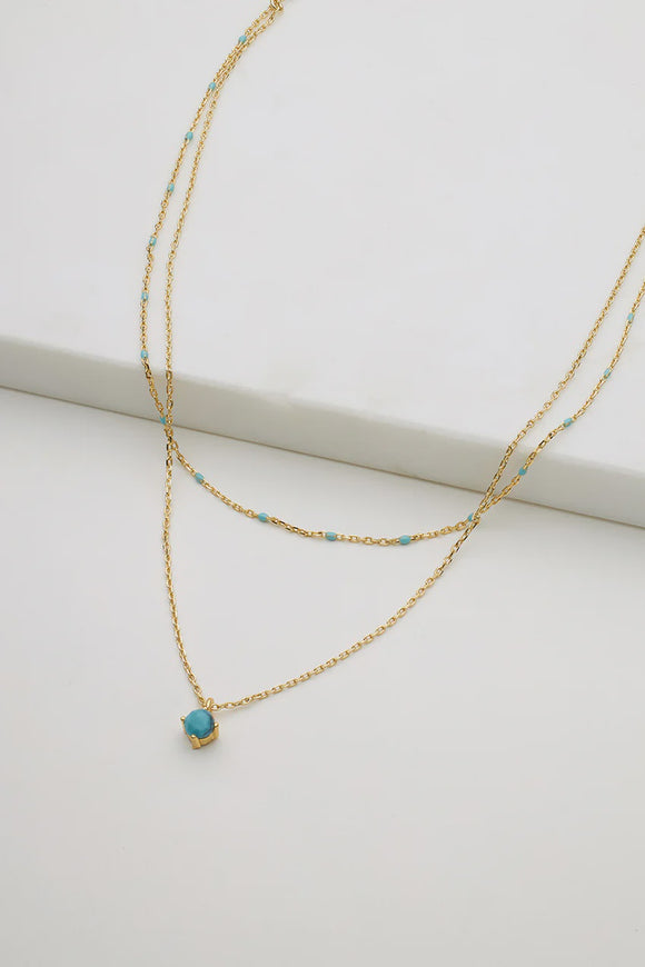 Zafino - Layered Blue Necklace - Gold