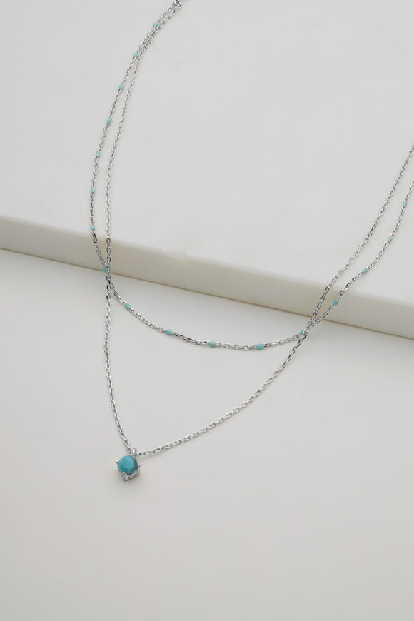 Zafino - Layered Blue Necklace - Silver