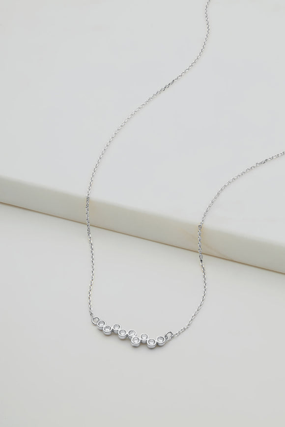 Zafino - Scattered Crystal Necklace - Silver