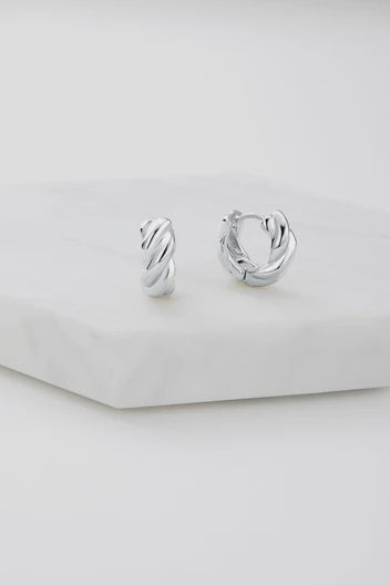 Earring - Maya Huggies Silver