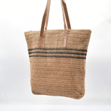 Lightweight Woven Shoulder Tote Bag - Camel