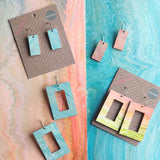 Reversible Circle Recycled Paper Earrings - Rectangle Assorted