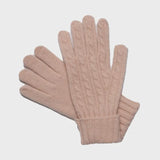 Cable Knit Gloves - Peach Pink