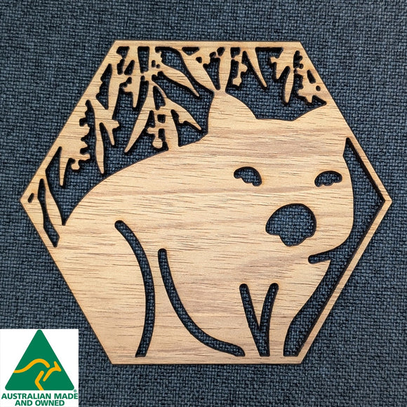Australian Timber Coaster: Wombat