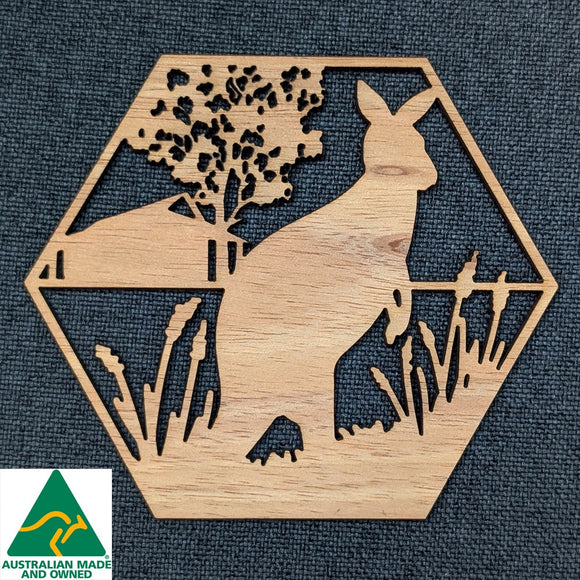Australian Timber Coaster: Kangaroo