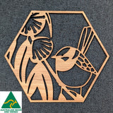 Australian Timber Coaster: Blue Wren