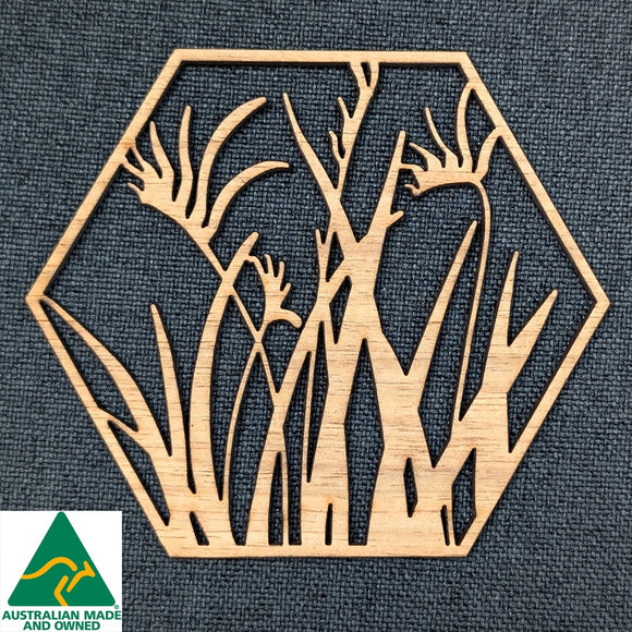 Australian Timber Coaster: Kangaroo Paw